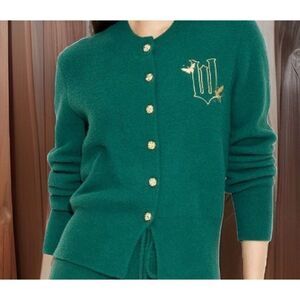 Wicked Paul Tazewell Sweater S Emerald Green Gold Embroidered Cardigan Elphaba